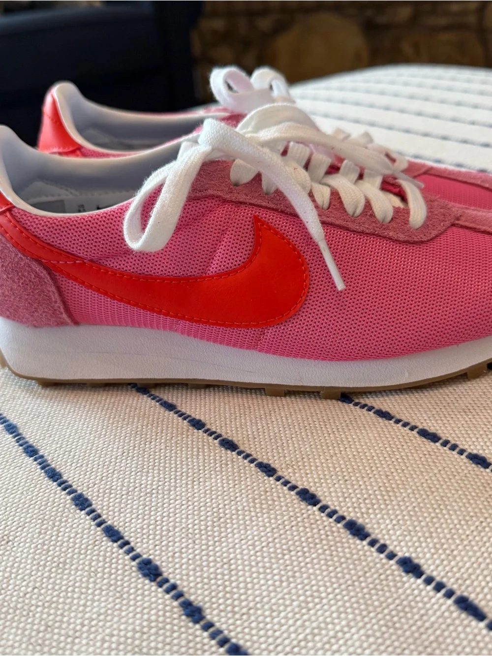 Nike Pink Retro Runner with Bright Orange Swoosh